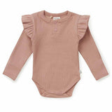 Bio-Body mit langen Ärmeln und Rüschen rosa