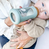 Weithals-Babyflasche aus Glas mit Hülle 250 ml