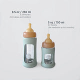 Weithals-Babyflasche aus Glas mit Hülle 150 ml